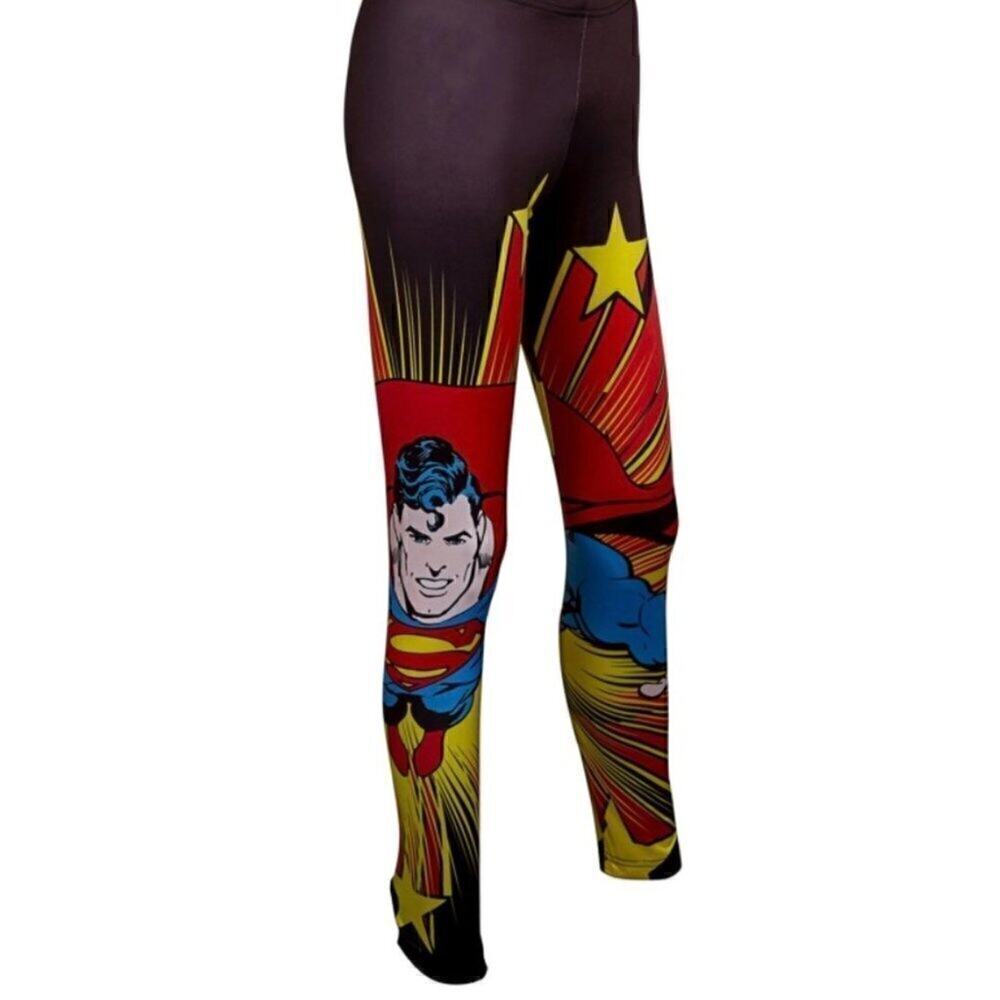 DC Comics Superman Leggings XS Graphic Superhero Athletic Comic Print